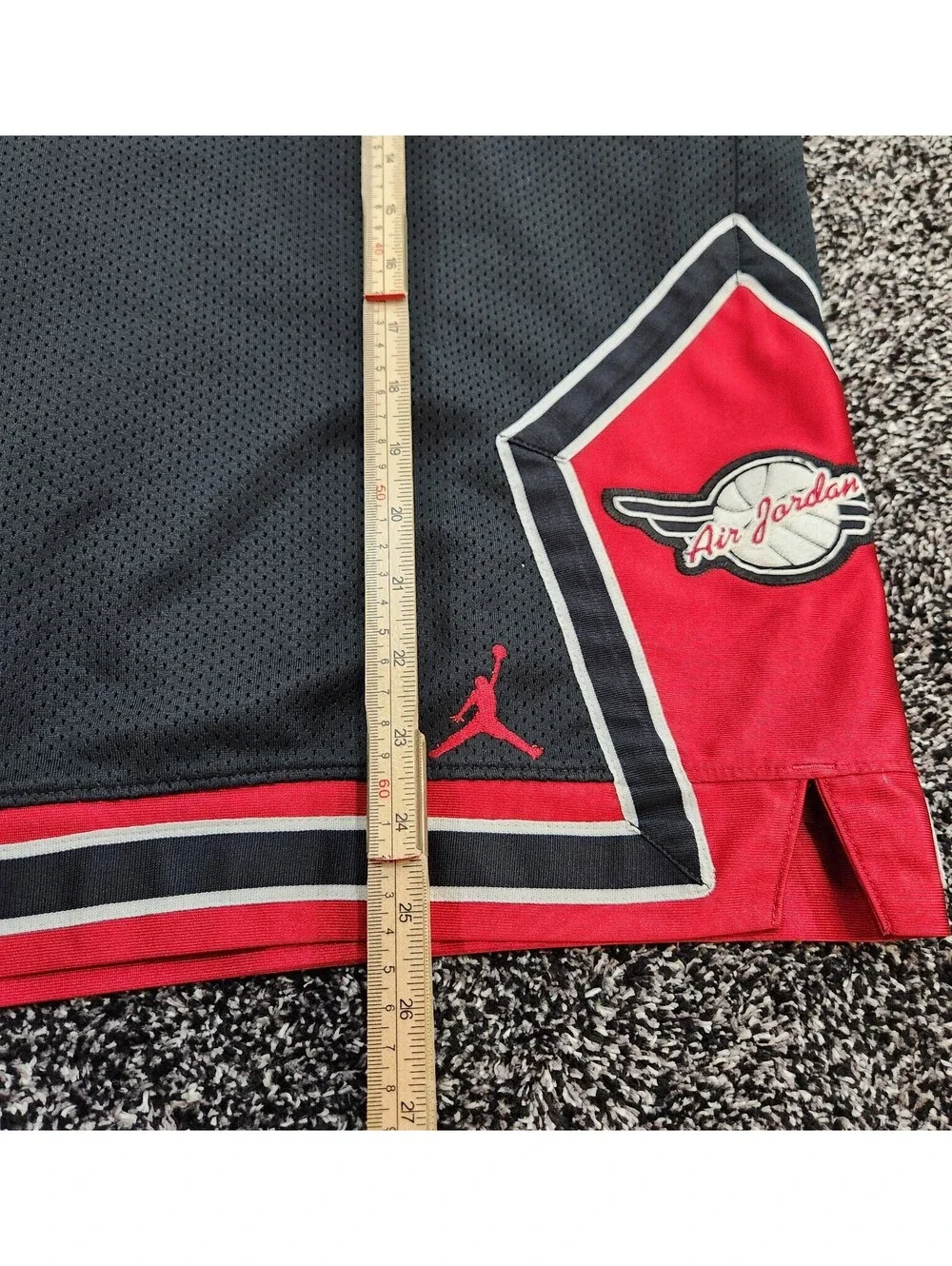 Vtg Nike Air Jordan Wings Shorts Mens 2XL Black Red 20th Anniversary Mesh Y2K